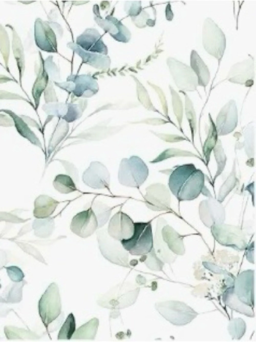 4 ROLLS - PEEL & STICK Green and Blue Leaf Wallpaper NEW - Home Wall Decor